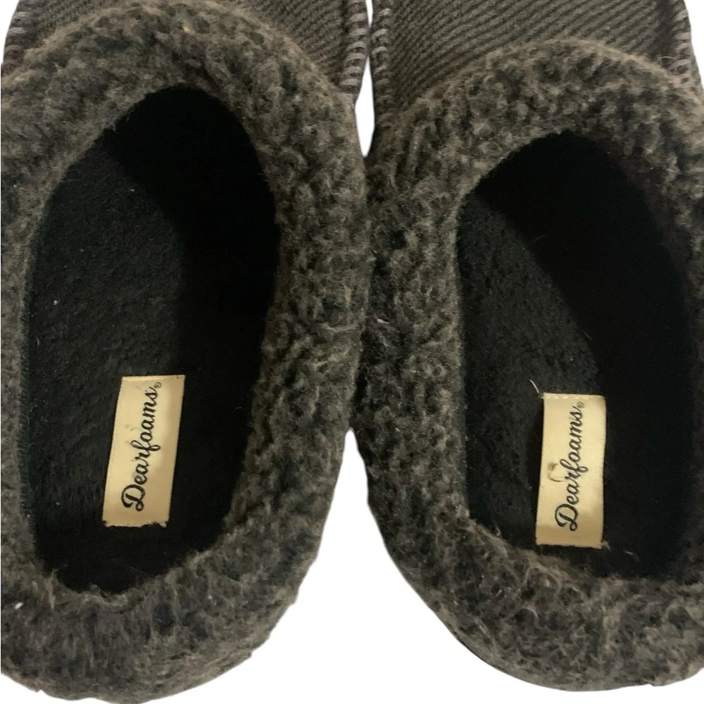 Dearfoams Men Gray Slip-On Slippers 11/12